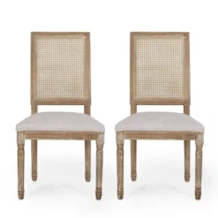 Set Of 2 Regina French Country Wood And Cane Upholstered Dining Chairs - Christopher Knight Home -Furniture Haven Sales GUEST fe994e94 ffaf 4a67 8658 4f9dd6bed11e