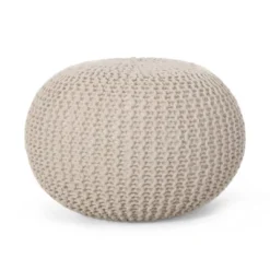 Abena Modern Knitted Cotton Round Pouf - Christopher Knight Home -Furniture Haven Sales GUEST 02cfc11e e1db 4e1b b811 5fb2e79d195e