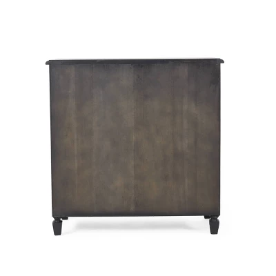 Newell Rustic Acacia Wood And Cane 3 Drawer Dresser Dark Gray - Christopher Knight Home 6 Newell Rustic Acacia Wood And Cane 3 Drawer Dresser Dark Gray - Christopher Knight Home - Image 4