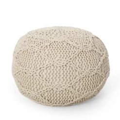 Morven Modern Knitted Cotton Round Pouf - Christopher Knight Home -Furniture Haven Sales GUEST 0d334a87 54e2 46ff 8092 78d350134469