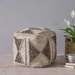 Tamsin Boho Handcrafted Cube Pouf Gray/Ivory - Christopher Knight Home -Furniture Haven Sales GUEST 1101c98e 4d31 4c4f b788 0d5f2398df6c
