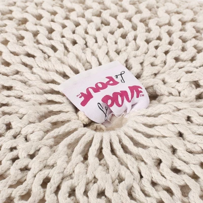 Barwick Modern Knitted Round Pouf Ivory - Christopher Knight Home 5 Barwick Modern Knitted Round Pouf Ivory - Christopher Knight Home - Image 3