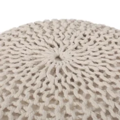 Abena Modern Knitted Cotton Round Pouf - Christopher Knight Home -Furniture Haven Sales GUEST 1f495b64 5783 4af8 81d9 6a600485d159