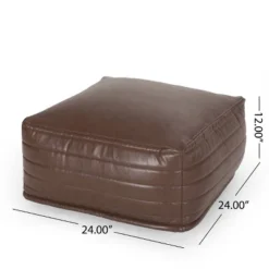 Baddow Contemporary Faux Leather Channel Stitch Rectangular Pouf - Christopher Knight Home -Furniture Haven Sales GUEST 1f9aa5e1 b32a 4e8d 8ea2 75ff616a5e24