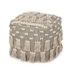 Hawley Handcrafted Boho Fabric Cube Pouf With Tassels Ivory - Christopher Knight Home 14 Hawley Handcrafted Boho Fabric Cube Pouf With Tassels Ivory - Christopher Knight Home -Furniture Haven Sales GUEST 206c20f8 75d7 4d11 9c35 137dce444d5f
