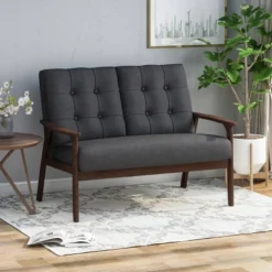 Duluth Mid Century Tufted Loveseat Black - Christopher Knight Home