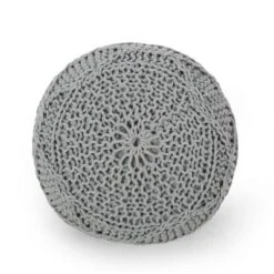 Morven Modern Knitted Cotton Round Pouf - Christopher Knight Home -Furniture Haven Sales GUEST 3a84010d bd5a 4bba a90f cabec42d94a6