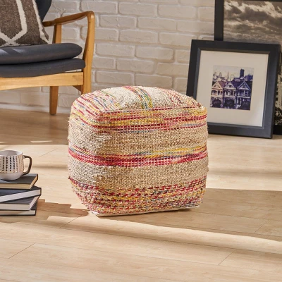 Caiman Boho Pouf Tan - Christopher Knight Home 3 Caiman Boho Pouf Tan - Christopher Knight Home