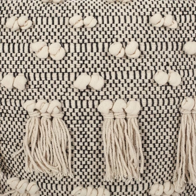 Hawley Handcrafted Boho Fabric Cube Pouf With Tassels Ivory - Christopher Knight Home 8 Hawley Handcrafted Boho Fabric Cube Pouf With Tassels Ivory - Christopher Knight Home - Image 6