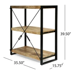 Brinkley Modern Industrial Handcrafted 3 Shelf Mango Wood Shelving Unit Natural/Black - Christopher Knight Home -Furniture Haven Sales GUEST 48be4ffe 8921 4f12 abfc e96048fc2832