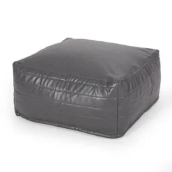 Baddow Contemporary Faux Leather Channel Stitch Rectangular Pouf - Christopher Knight Home -Furniture Haven Sales GUEST 51309e17 4708 487f b898 c3dc8a35c81c