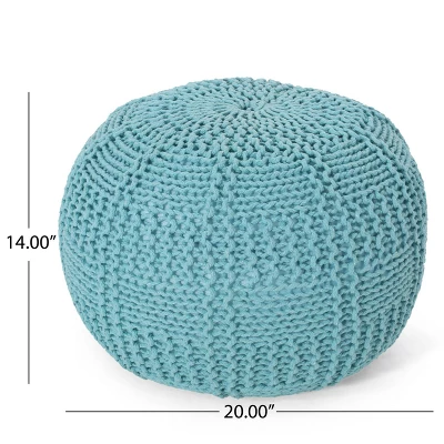 Hortense Modern Knitted Cotton Round Pouf - Christopher Knight Home 8 Hortense Modern Knitted Cotton Round Pouf - Christopher Knight Home - Image 6
