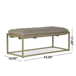 Riebe Contemporary Handmade Channel Stitch Ottoman Bench Dark Cream/Matte Gold - Christopher Knight Home -Furniture Haven Sales GUEST 5b35c381 0e2e 414b 9356 4986765571ca