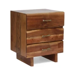 Terrell Handcrafted Boho Acacia Wood 3 Drawer Nightstand Dark Natural - Christopher Knight Home -Furniture Haven Sales GUEST 5d0377ad 157d 418a af00 5f702a5ad100