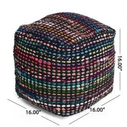 Cube Madrid Boho Handcrafted Fabric Pouf Black - Christopher Knight Home -Furniture Haven Sales GUEST 63dc5aee 8fa8 4963 9d92 e86d8eb68722