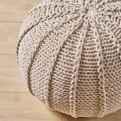 Corisande Knitted Cotton Pouf - Christopher Knight Home 4 Corisande Knitted Cotton Pouf - Christopher Knight Home - Image 2
