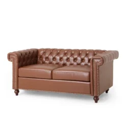 Brinkhaven Contemporary Button Tufted Loveseat With Nailhead Trim - Christopher Knight Home -Furniture Haven Sales GUEST 8860d015 1abd 48b4 91bd c93a08e1c68d