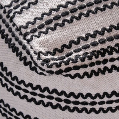 Chukar Contemporary Large Square Cotton Pouf Black/Natural - Christopher Knight Home 4 Chukar Contemporary Large Square Cotton Pouf Black/Natural - Christopher Knight Home - Image 2