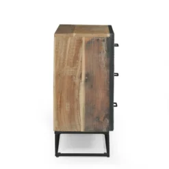 Burdine Handcrafted Boho Wood 3 Drawer Cabinet Natural/Black - Christopher Knight Home -Furniture Haven Sales GUEST 8b5f83e3 7a25 411d 9279 1a2782fd2326