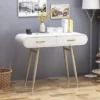 Dehaviland Modern Wood Vanity Table White/Champagne Gold - Christopher Knight Home -Furniture Haven Sales GUEST 8d1454ff 2f59 47ee b5d6 e91fa02f665a