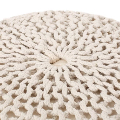 Barwick Modern Knitted Round Pouf Ivory - Christopher Knight Home 6 Barwick Modern Knitted Round Pouf Ivory - Christopher Knight Home - Image 4
