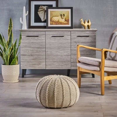 Corisande Knitted Cotton Pouf - Christopher Knight Home 3 Corisande Knitted Cotton Pouf - Christopher Knight Home