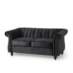 Glenmont Modern Glam Channel Stitch Velvet Loveseat With Nailhead Trim - Christopher Knight Home -Furniture Haven Sales GUEST 9bcec9b3 b948 4d14 84f4 013208c16d65