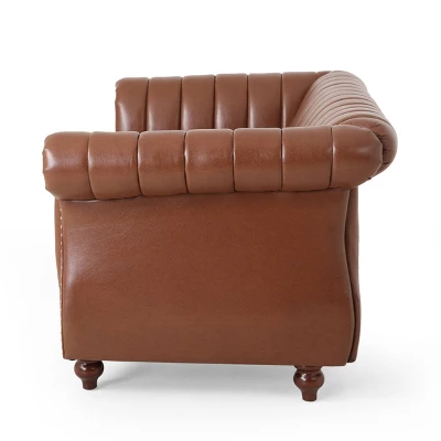 Glenmont Contemporary Channel Stitch Loveseat With Nailhead Trim - Christopher Knight Home 7 Glenmont Contemporary Channel Stitch Loveseat With Nailhead Trim - Christopher Knight Home - Image 5