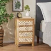 Sandia Handcrafted Boho 4 Drawer Mango Wood Nightstand Natural/White - Christopher Knight Home -Furniture Haven Sales GUEST aa96acab d97d 456e a213 92104f0a2110