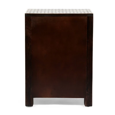 Benewah Handcrafted Boho 3 Drawer Mango Wood Nightstand Dark Walnut/Black/White - Christopher Knight Home 8 Benewah Handcrafted Boho 3 Drawer Mango Wood Nightstand Dark Walnut/Black/White - Christopher Knight Home - Image 6