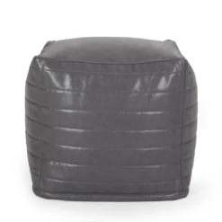 Baddow Contemporary Faux Leather Channel Stitch Cube Pouf Gray - Christopher Knight Home -Furniture Haven Sales GUEST b41a3f34 62a5 4e2f bbd5 cfddc19af141