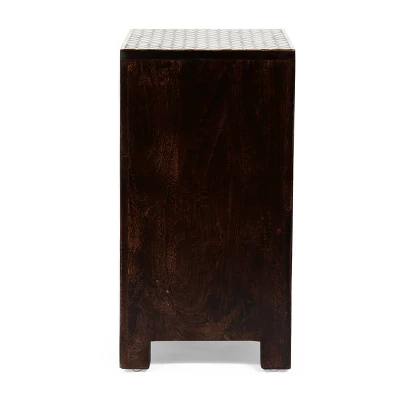 Benewah Handcrafted Boho 3 Drawer Mango Wood Nightstand Dark Walnut/Black/White - Christopher Knight Home 6 Benewah Handcrafted Boho 3 Drawer Mango Wood Nightstand Dark Walnut/Black/White - Christopher Knight Home - Image 4