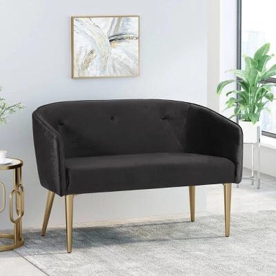 Brayer Modern Glam Tufted Velvet Loveseat - Christopher Knight Home 3 Brayer Modern Glam Tufted Velvet Loveseat - Christopher Knight Home