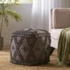 Fossa Boho Handcrafted Fabric Cube Pouf Charcoal - Christopher Knight Home