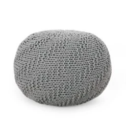 Hershel Modern Knitted Cotton Round Pouf - Christopher Knight Home -Furniture Haven Sales GUEST d231f896 da8f 4d05 87ca a092f8fe9cbf