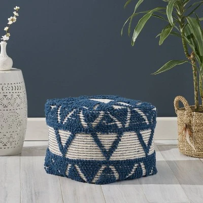 Azelea Boho Ottoman Pouf Blue/White - Christopher Knight Home 3 Azelea Boho Ottoman Pouf Blue/White - Christopher Knight Home
