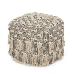 Hawley Handcrafted Boho Fabric Cube Pouf With Tassels Ivory - Christopher Knight Home 13 Hawley Handcrafted Boho Fabric Cube Pouf With Tassels Ivory - Christopher Knight Home -Furniture Haven Sales GUEST e516b6d2 a31d 41f4 858a db43d87792ad