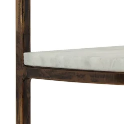 33.5" Bainville Modern Glam Handcrafted Marble Half Round Etagere Bookcase Natural White/Antique Brass - Christopher Knight Home -Furniture Haven Sales GUEST e8e9bc5f cfde 4ca6 8d2c 47465c627aa2