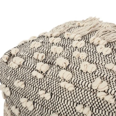 Hawley Handcrafted Boho Fabric Cube Pouf With Tassels Ivory - Christopher Knight Home 9 Hawley Handcrafted Boho Fabric Cube Pouf With Tassels Ivory - Christopher Knight Home - Image 7
