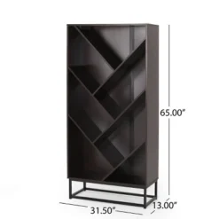 65" Bucy Modern Industrial 6 Shelf V Bookcase Dark Gray/Black - Christopher Knight Home -Furniture Haven Sales GUEST f556af79 8982 482a b48a 6dd07a5a8b65