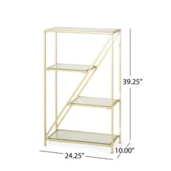 Kokesh Modern Glam Tempered Glass 3 Shelf Asymmetrical Bookcase Gold - Christopher Knight Home -Furniture Haven Sales GUEST fe44afab b226 4b6b 83bf d92ad3ad8955