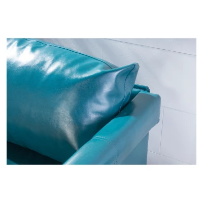 Bellerose Faux Leather Settee - Teal - Christopher Knight Home 4 Bellerose Faux Leather Settee - Teal - Christopher Knight Home - Image 2